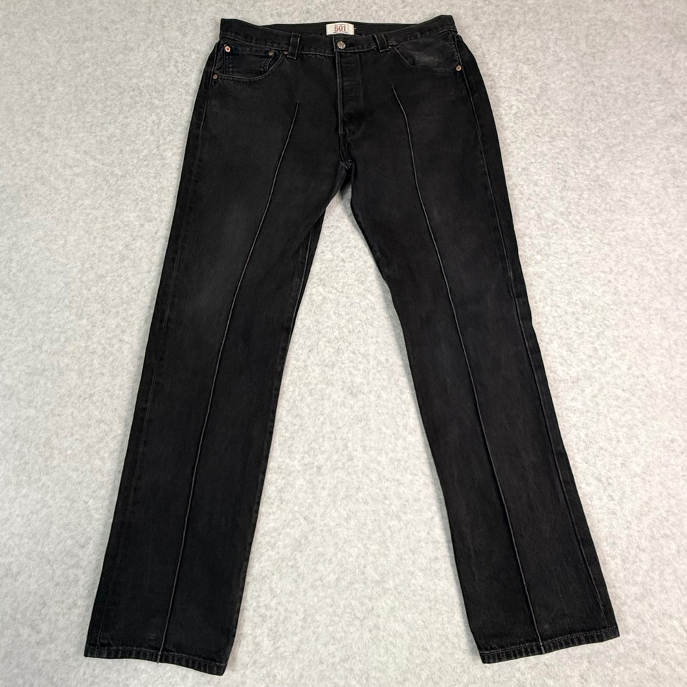 Levis‎ 501 Original Straight Leg Jeans Mens 36x32 Black Button Fly Denim Pants
